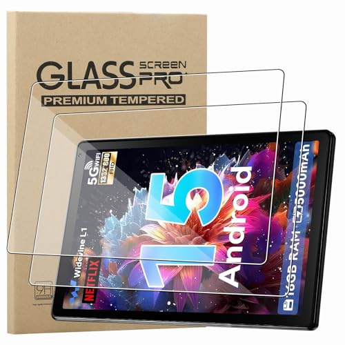 KZIOACSH 2 Pack Screen Protector for MUISOO Android 15 Tablet/MUISOO MISKB100177/MISKB100477 10 Inch, Ultra Clear 9H Hardness Touch Sensitive Anti-Scratch Anti-Fingerprint Protective Tempered Glass