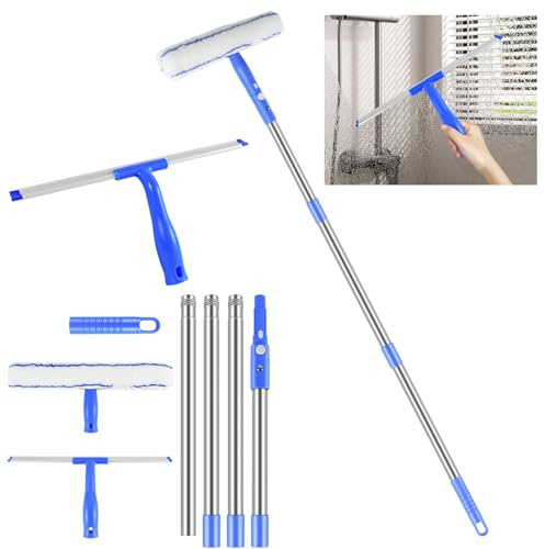 65 Inch Window Glass Cleaning Washing Kit Equipment Pole Squeegee Microfibre Cleaner Window Cleaning Kit for Shower Glass Mirror Door Car