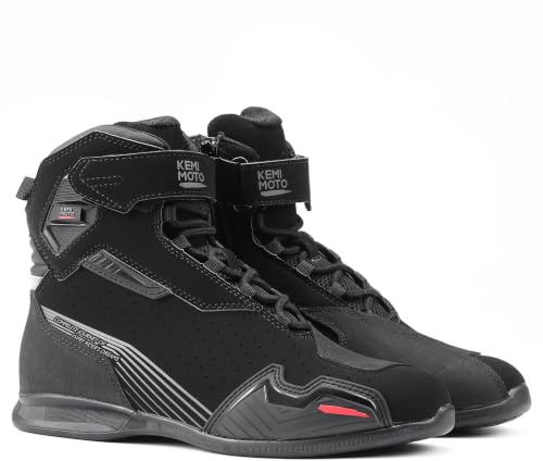 KEMIMOTO Scarpe Moto Uomo Normativa CE, Traspirante Casual Stivali Moto Uomo con Rinforzo Cambio, Antiscivolo Scarpe da Equitazione Stradale con Supporto alla Caviglia