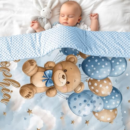 Babydecke mit Name Personalisiert Kuschelige Warme Kinderdecke Individuelle Krabbeldecke doppelseitig Kuscheldecke Geschenk für Mädchen oder Jungen