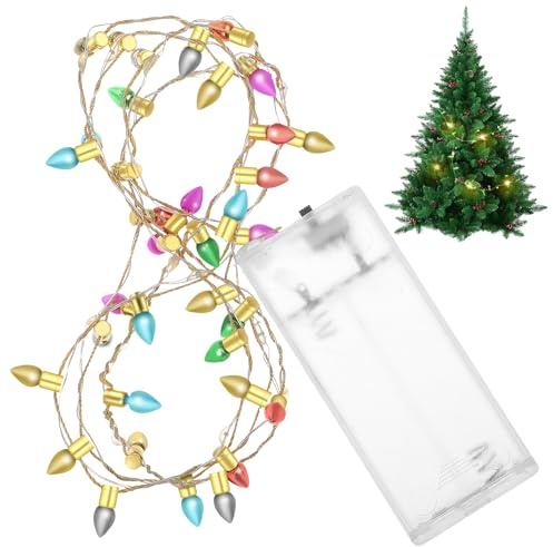BESPORTBLE Guirlande Lumineuse Miniature de Noël à Ampoules LED, Plastique Solide, Mini Chaîne de Perles pour Maison de Poupée, Décoration Festive pour Mini Sapin, Ornement Miniature