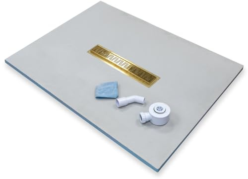 INSL8 Shower Tray Former with Gold Linear Centre Drain, 1200 x 900 x 25mm, Greek Grate