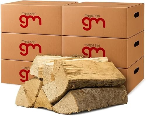 MagazziniGM, Legna Da Ardere Verde Non Essiccata, pezzi da 25 Cm per Stufe Camini Barbecue Fuoco Riscaldamento (Legno di faggio, 90 Kg (6 Pacchi))