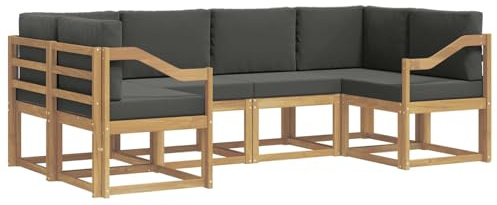 vidaXL Outdoor-Sofagarnitur mit Kissen 6 pcs Weiß und Anthrazit, Akazienholz, modernes Gartensofa, Outdoor-Sitzgruppe, Gartenmöbel für die Veranda, wetterfest