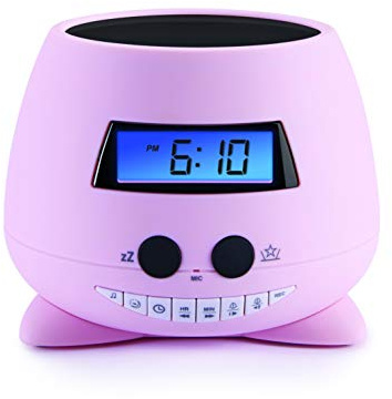 BigBen Interactive My Stella Réveil numérique, LCD, rétroillumination bleue, piles AA, rose