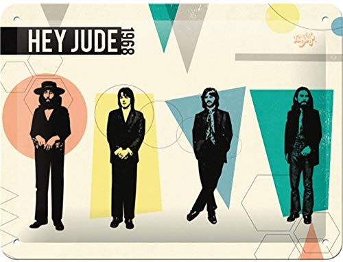Nostalgic-Art Retro Blechschild, 15 x 20 cm, Fab4 – Hey Jude | aus Metall, Vintage Design, Blechschilder Sprüche, Geschenk-Idee für Musik-Fans