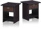 Furinno Dario Beistelltisch / Nachttisch Aufbewahrungsregal mit Schublade, Dunkle Walnuss, 39.4 x 39.4 x 45.2 cm, 2er Set