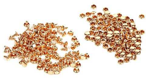 Akozon Doppelkappe Nieten 100 Sets 8x8mm Doppelkappe Niet Metall Lederhandwerk Reparaturen Nieten Spike Dekoration für DIY Leder Handwerk Reparieren Dekoration Snap Fastener (Gold)
