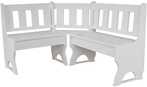 k koma Eckbank Kiefer MASSIVHOLZ NEU (WEIß, 140 x 200 cm)