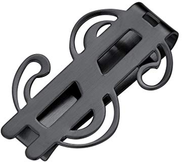 PROSTEEL Personalisiert Geldscheinklammer mit Dollar Symbol Geldclip Geldklammer schwarz Edelstahl Halter für Visitenkarte Kreditkarte Geldscheine Brieftasche Vatertag für Männer Jungen