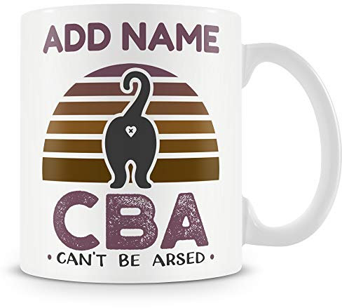 Novelty Funny Gift Mug for Work Colleagues - Personalised CBA Cat Mug