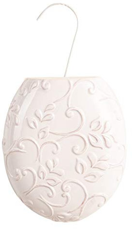 MONTEMAGGI Umidificatore da Termosifone in Ceramica, Evaporatore d'Acqua Decorato Ovale Decoro Fiori Bianco 6X18