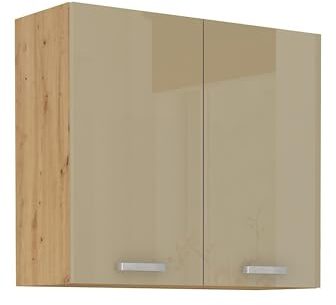 Kuechen-preisbombe Hängeschrank 80 Eiche Artisan Cappuccino Hochglanz Küchenzeile Küchenblock Küche