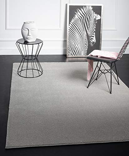 Mia's Teppiche Emma Wohnzimmer Teppich, Kurzflor, 160 cm rund, Grau