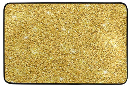 Fußmatte mit goldfarbenem Glitzer, Badvorleger für Schlafzimmer, Haustür, Badvorleger, Küche, Heimdekoration, 61 x 40,6 cm