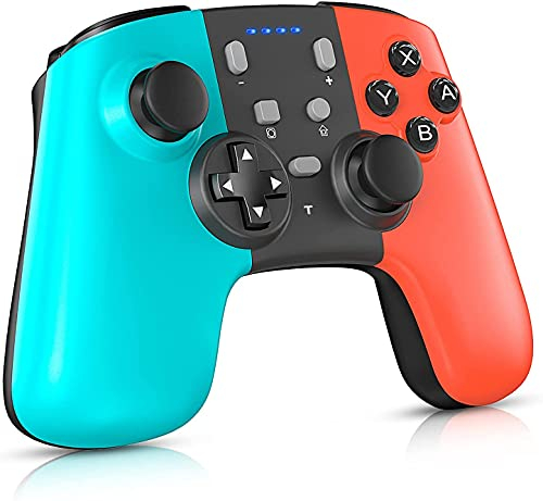 Wireless Controller Kompatible mit Switch/Switch Lite, Switch pro Controller mit Einstellbarer Vibration und Turbo Funktion, Remote Gampad mit 6 Achsen Gyrosko Schwarz