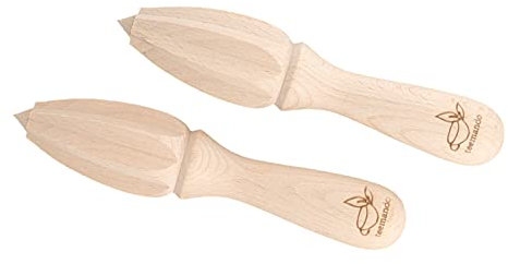 2 X teemando® Zitronenpresse aus Holz, 15 cm, einfaches Auspressen von Zitronen & Orangen, Saftpresse für Zitrusfrüchte