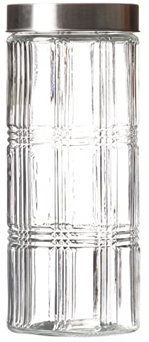 Fornord Glass Jars Storage With Screw Lids Metal Food Preserve Airtight Canisters For Food Pasta Spaghetti Coffee Tea Rice Cookie Jar Containers Home Kitchen Pantry, Embossed (2200ML)