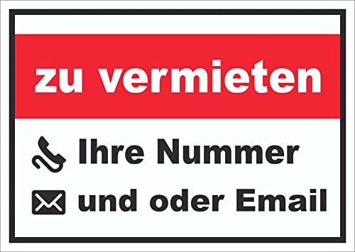 HB-Druck zu vermieten Schild mit Wunschtext A6 (105x148mm)