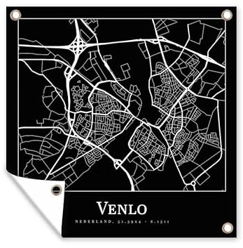 MuchoWow Outdoor-Poster Poster Wanddeko draußen Deko Garten Gartenposter 50x50 cm Venlo - Stadtplan - Karte