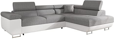 Mirjan24 Ecksofa Torezio mit Bettkasten, Einstellbare Kopfstützen, Sofa mit Schlaffunktion, Eckcouch für Wohnzimmer, Polsterecke, L-Form Couch mit Bettfunktion (Soft 017 + Lux 05, Seite: Rechts)