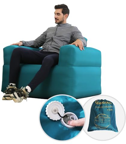 Aerogogo Aufblasbare Couch, selbstaufblasbares Sofa, Luftcouch mit eingebauter Luftpumpe, wiederaufladbar, 4 kPa Hochdruck- und langlebige aufblasbare Couch, Campingcouch für Picknick, Strand, Zuhause