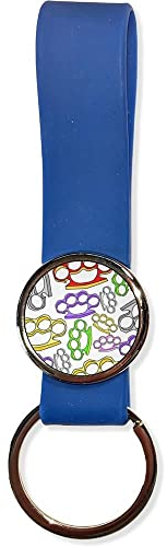 BadgeBeast.co.uk Knuckle Duster Pattern - Blue Silicone Loop Key Ring