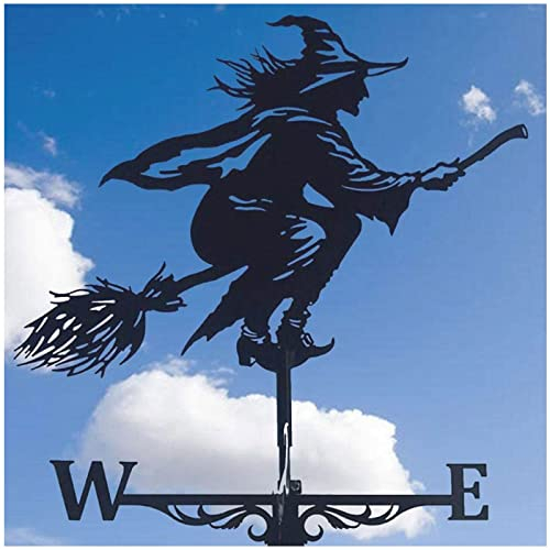 VVLXRIC Wetterhexe Dach, Wetterhahn Fuer Gartenhaus In Schwarz, Schwarze Hexe Garten Deko, Wetterfahne Fuers Dach, für Halloween Garten Balkon Rasen Garten Dekoration