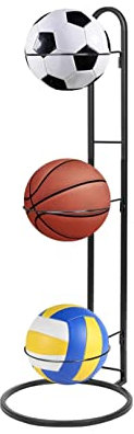 APLRIC Étagère de rangement pour ballons de basket-ball, 3 niveaux cube de rangement pour ballons, garage, sport, présentoir vertical amovible pour basket-ball, football, volley-ball