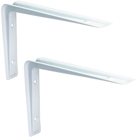 PRIOstahl Regalträger Stahlwinkel Regalwinkel Regalhalterung Regalkonsole Regalbodenträger - 2 x Träger 155 x 220 mm in Weiß für Regale Regalsystem Wand Winkel Wandregal Wandkonsole aus Stahl
