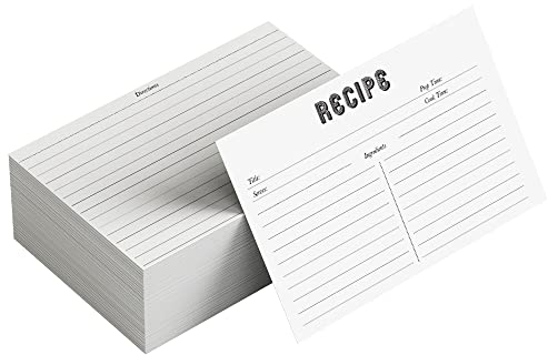 Reskid Rezeptkarten – 100 weiße 10 x 15 cm Karten für Rezepte, leere Rezeptpostkarten-Set. 14pt Postkarte Papier Karton, Bulk Rezeptkarte Packung