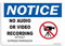 BTFLFDR Schild mit Aufschrift Notice No Audio Or Video Recording Without Express Permission, 30,5 x 40,6 cm, reflektierendes Aluminiumschild