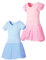 SOIBEEN Ballett Trikot für Mädchen Tanzbekleidung mit Rock Ballerina Ballett Kleid Tanz Outfit 2-Pack Flutter Ärmel Kurzarm 11-12 Jahre Hellblau
