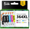 364 XL Druckerpatronen kompatibel mit HP 364XL Multipack für Deskjet 3520 3070A 3522 3524, Officejet 4620 4622, Photosmart 5510 5520 5522 (Schwarz Cyan Magenta Gelb, 5 Stück)