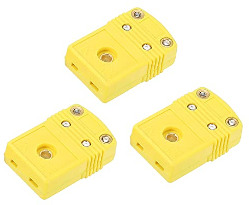 sourcing map 3Stk K Typ Thermoelement Draht Steckverbinder Buchse Adapter Hohe Temperatur 220°C(428°F) für Thermoelement Sensor Fühler Gelb