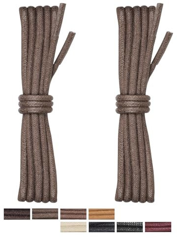 Puzeam 2 Pares Cordones Encerados Redondos Finos de Zapatos de Vestir, 3 mm Cordones Elegantes para Hombres y Mujer, Cordones para Zapatos de Ciudad, Business Cordones de Zapatos Marrón Claro 70 cm
