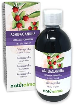 Ashwagandha o Ginseng indio (Withania somnifera) raíces Tintura Madre sin alcohol Naturalma - Extracto líquido gotas 500 ml - Complemento alimenticio - Vegano