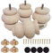 Btibpse 4 Inch Wooden Furniture Legs, Solid Wood Unpainted Replacement Furniture Legs, Ottoman/Loveseat Replacement Legs, Cabinet Legs/Desk/Sofa/Bookcase Round Bun Feet Set of 4 (4 Inch A)