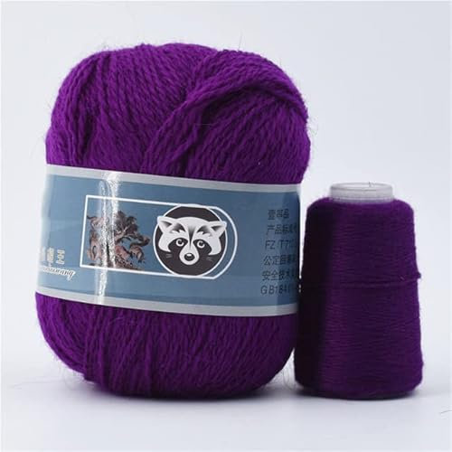 5 Stück Kaschmir-Nerzfell-Garn zum Handstricken von langen Plüschwolle-Häkel-Strickgarnen für Herbst-Winter- Handarbeiten, DIY-Stricken