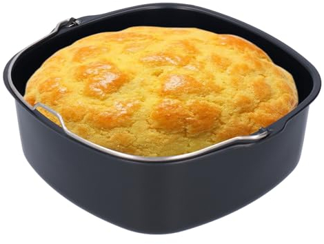 Tissting Barile per Torta Friggitrice ad Aria Ø18cm Ferro Quadrato Stampo per Friggitrice ad Aria per HD9925 HD9860 HD9905 01 Friggitrice, Stampo per Torta Cucina Strumento di Cottura