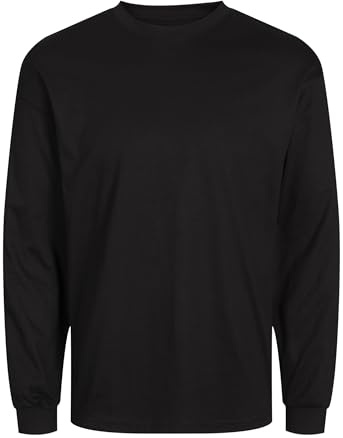 JACK & JONES Male Long Sleeve T-Shirt Plain Long Sleeve T-Shirt, Black, XS