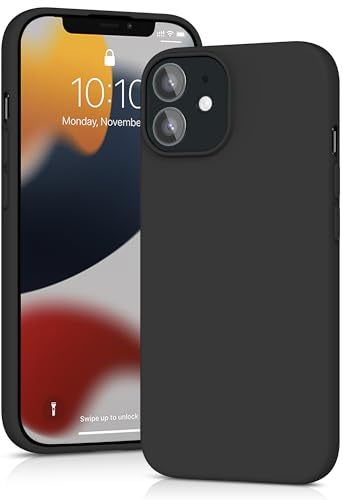 YATWIN für iPhone 12 Mini Hülle, Premium Silikon Handyhülle mit Kameraschutz, Seidig-Weicher Berühren Ultra Dünne Stoßfeste Kratzfeste Schutzhülle, Schwarz