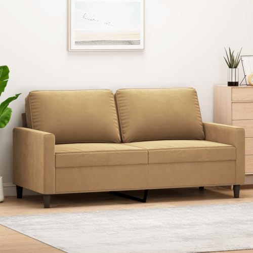 Cozynest 2-Sitzer-Sofa Braun 140 cm Samt Couch für Wohnzimmer, Polstersofa mit Metallgestell, Loungesofa Zweisitzer Wohnzimmersofa Wohnzimmermöbel
