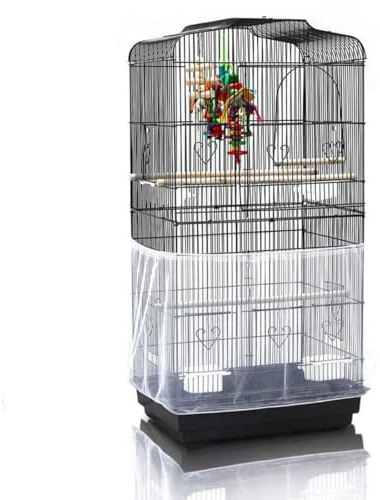 Cubierta Jaula de Pájaros,Colector de Plumas,Rejilla Jaula para Loros, Receptor de Semillas para Pájaros Loros Mascotas Falda de Malla para Jaula Circunferencia Ajustable (150-200CM,XL)