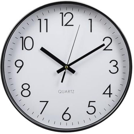 Warmiehomy Wanduhr 30cm, Moderne Wanduhr ohne Tickgeräusche, Große Wanduhren Lautlose Kinderzimmer Lernuhr für Büro,Wohnzimmer, Küche, Schlafzimmer Schwarz