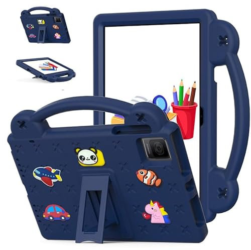 Funda para TCL Tab 10 Gen 2 de 10.36 pulgadas (2023) apta para niños, asa con soporte, dibujos animados lindos, funda ligera de espuma EVA a prueba de golpes, azul marino
