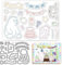 INFUNLY Bunter „Happy Birthday“-Stempel Und Stanze Zum Gestalten von Karten Größe A4 Geburtstagstorte Gummistempel Tier Kaninchen Silikonstempel Biersiegelstempel DIY-Stanzungen Für Scrapbooking Fotoa