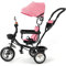 Skalierbares Baby-Dreirad, 4-in-1 Evolutionäres Dreirad, Kinderdreirad von 9 Monaten bis 25 kg, mit höhenverstellbarem Schiebestab, Drehsitz vorne und hinten, klappbares Sonnendach (Rosa)