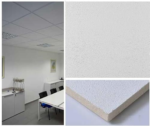 Panneaux de contre-plafond en fibre minérale torsadée Sanded 60 x 60 x 1,2 – 5,04 m² (14 pièces) Lot de 14 panneaux Lay-on
