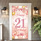 21st Birthday Decorations Door Banner - Rose Gold Happy 21st Birthday Backdrop Banners Large Size Door Porch Sign Background 185x90cm for Women 21 Years Old Party Supplies